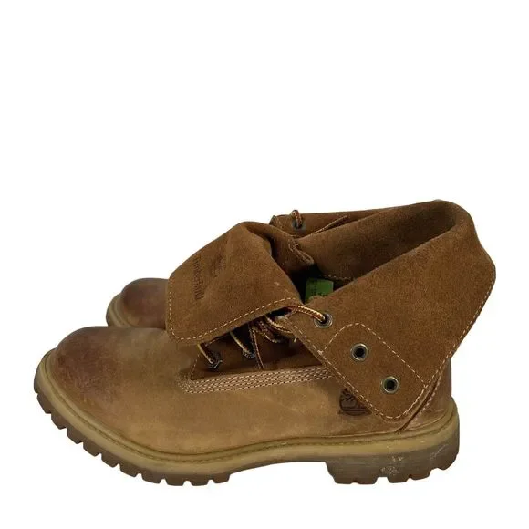 Timberland Women's Brown Leather Roll Top Lace Up Boots - 7.5 - Picture 5 of 8